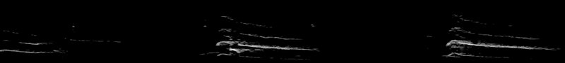 Spectrogram of a Cooper's Hawk begging call: time runs left to right and pitch rises upward