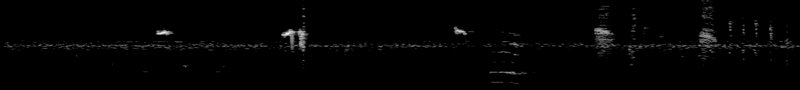 Spectrogram of a Ruby-throated Hummingbird call: time runs left to right and pitch rises upward